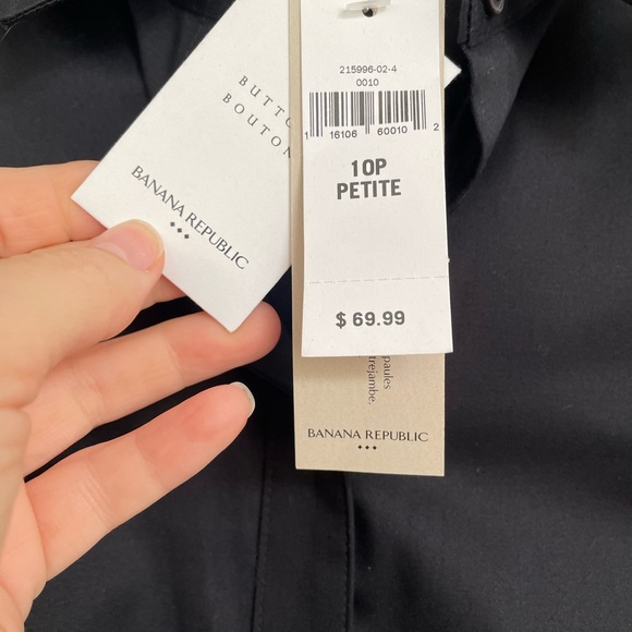 Size 10 petite black fitted button down. - Picture 3 of 5